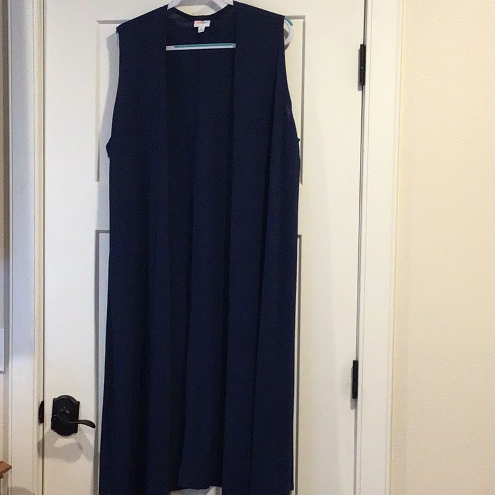 LuLaRoe long vest with side slits!  Navy blue! Gently worn